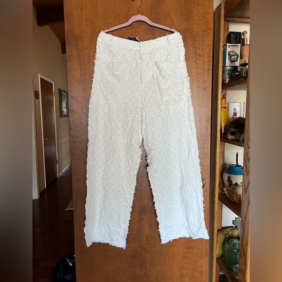 Avec Les Filles Pants - Avec Les Filles Cream Textured Fabric